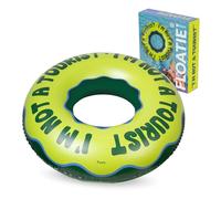 Fisura - Flotador Hinchable Original “I'm Not a Tourist” Verde. Flotador 105 cm con válvula de Seguridad para inflado y desinflado rápido. Anillo de natación Piscina o Playa.