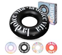 Fisura - Flotador Hinchable Original “La Dolce Vita” Negro. Flotador 120 cm con válvula de Seguridad para inflado y desinflado rápido. Anillo de natación Piscina o Playa.