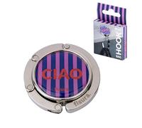 Fisura - Gancho plegable para bolso original “ciao”. Gancho antideslizante rosa y azul para bolso, abrigo, mochila. Colgador de escritorio plegable. Máximo 6 kg.