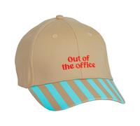 Fisura - Gorra de béisbol Original Beige y Azul “out of The Office”. Gorra de Hombre de Verano con Hebilla Ajustable y Texto Bordado. Cap de béisbol para Mujer. Talla única