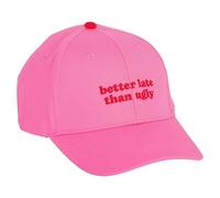 Fisura - Gorra de béisbol Original Rosa “Better Late Than Ugly”. Gorra de Mujer de Verano con Hebilla Ajustable y Texto Bordado. Cap de béisbol para Hombre. Talla única