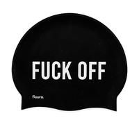 Fisura - Gorro de natación Negro “f*CK Off”. Gorro de Piscina Original Unisex de Silicona Suave, elástico y cómodo. Protección para el Cabello. Accesorio de Verano Divertido.