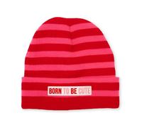 Fisura - Gorro Invierno Unisex “Born to be Cute”. Gorro de Invierno Mujer Rosa y Rojo. con Dobladillo. Mensaje Original en Goma. Regalo Original. Talla única