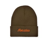 Fisura - Gorro Invierno Unisex “Hot Ideas”. Gorro de Invierno Mujer marrón. con Dobladillo. Mensaje Original en Goma. Regalo Original. Talla única