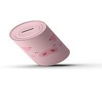 FISURA - Hucha Cerdito Rosa de Acero. Hucha Redonda. Medidas: 10 x 15 cm