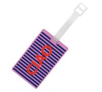 Fisura - Identificador de maletas original “Ciao”. Tarjeta de identificación para equipaje azul y rosa. Etiqueta de equipaje de silicona para maleta o mochila. 10,5 cm x 6,5 cm