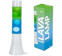 Fisura - Lámpara de lava azul degradada. Lámpara de lava de 30 cm con base blanca y cristal con efecto degradado azul. Regalo original retro. 9x9x30 centímetros.