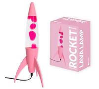 Fisura - Lámpara de lava azul “rocket”. Base blanca, líquido azul y lava blanca. Lámpara de lava retro con bombilla de repuesto. 20 cm x 20 cm x 45 cm. (Rocket, rosa)