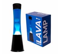 Fisura - Lámpara de lava blanca y azul años 70. Base color negro, líquido azul y lava blanca. Lámpara efecto relajante. Medidas: 11 cm x 11cm x 39,5 cm.