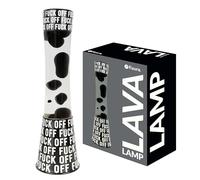 Fisura - Lámpara de lava f*ck off. Base negra con mensaje, líquido transparente y lava negra. Lámpara efecto relajante. Con bombilla de repuesto. 11 cm x 11cm x 39,5 cm.