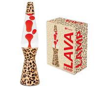Fisura - Lámpara de lava leopardo. Base leopardo, lava roja y líquido transparente. Lámpara de lava retro con bombilla de repuesto. 11 cm x 11 cm x 40 cm.