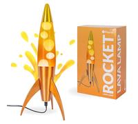 FISURA - Lámpara de lava naranja “rocket”. Base metalizada y botella naranja degradada. Lámpara de lava retro con bombilla de repuesto. 20 cm x 20 cm x 45 cm.