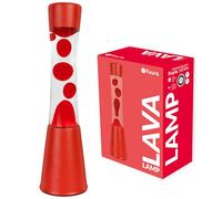 Fisura - Lámpara de lava roja. Base y lava roja con líquido transparente. Lámpara efecto relajante. Con bombilla de repuesto. 11 cm x 11cm x 39,5 cm.