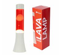 Fisura - Lámpara de Lava Roja y Blanca de 30 cm Con Base Blanca y Líquido Rojo. Efecto Relajante. 9x9x30 cm