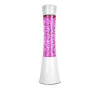 Fisura - Lámpara de lava rosa. Base blanca, líquido rosa y purpurina de corazones. Lámpara efecto relajante. Con bombilla de repuesto. 11 cm x 11cm x 39,5 cm.