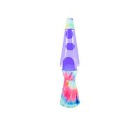 Fisura - Lámpara de lava “Tie Dye”. Base multicolor, líquido morado y lava morada. Lámpara efecto relajante. Con bombilla de repuesto. 11,5 cm x 11,5 cm x 40 cm.
