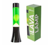 Fisura - Lámpara de lava verde y amarilla, 9x9x30 cm, Metal y Cristal, Efecto relajante