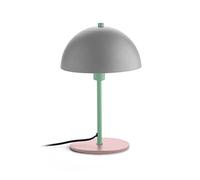 Fisura - Lámpara de mesa original gris, rosa y verde. Lámpara mesita de noche de metal con cable de 150 centímetros.18 x 32. Bombilla E14 no incluida