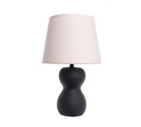 Fisura - Lámpara mesita de Noche de cerámica. Lampara de Mesa Moderna. Lámpara cerámica de Mesa pequeña. Enchufe Europeo. 32 cm de Alto. (Negro)
