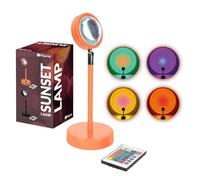 Fisura - Lámpara sunset 16 colores. Luz de atardecer naranja. Lámpara relajante de LED. Accesorio con vibra romántica. Cable USB. Accesorio original para regalo. 26,5 cm x 10 cm.