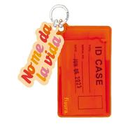 Fisura - Llavero de metal original con porta tarjetas y mensaje “No me da la vida”. Llavero de mujer rosa y naranja. Tarjetero original. Regalo para mujer en Dia de la madre o cumpleaños