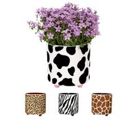 Fisura - Macetero Original con diseño de Vaca. Macetero Decorativo Interior. Maceta con Patas para Cactus. Maceta de cerámica Estampado para Flores y suculentas.13 x 12,5 cm.