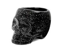 Fisura - Macetero Original con Forma de Calavera. Macetero de Calavera Negro y Blanco. Macetero Decorativo Interior Negro. Macetero para Cactus. 12 cm de diámetro. 15x19x14 cm.