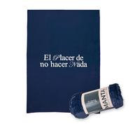 Fisura - Manta de Felpa Original “El Placer de no Hacer Nada”. Manta Azul para sofá y para Cama. Terciopelo Suave y cálida. 180 cm x 130 cm.