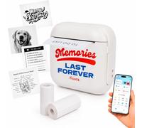 Fisura - Mini Impresora térmica Original “Memories”. Impresora de Pegatinas o Papel. Mini etiquetadora Bluetooth. para Fotos, Dibujos, Notas Incluye 1 Rollo Adhesivo y 1 Rollo en Papel.