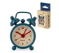 Fisura - Mini Reloj Despertador Original Azul y Beige. Alarma Retro analógico Mini. Reloj Despertador de Viaje pequeño. para Dormitorio, para mesita de Noche y Escritorio. 4 cm x 6,2 cm.