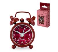 Fisura - Mini Reloj Despertador Original Granate. Alarma Retro analógico Mini. Reloj Despertador de Viaje pequeño. para Dormitorio, para mesita de Noche y Escritorio. 4 cm x 6,2 cm.