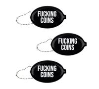 Fisura - Monedero de Goma Ovalado “F*cking Coins” Negro. Monedero Retro con Cadena. Cartera pequeña para Bolsillo. Cartera Unisex para Regalo. 3 Unidades.