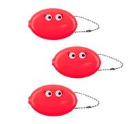 Fisura - Monedero de Goma Ovalado “Ojos” Rosa. Monedero Retro con Cadena. Cartera pequeña para Bolsillo. Cartera Unisex para Regalo. 3 Unidades.