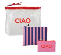 Fisura - Neceser Triple Original “Ciao”. Neceser para Maquillaje, Bolso para medicinas y Monedero pequeño. Set de 3 Unidades. Accesorios para Playa. Hecho de PVC y PU.