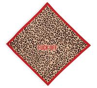 Fisura - Pañuelo cuello mujer original “all you need is love”. Bandana multiusos para el cuello, cabeza o bolso beige y negro. 70 cm x 70 cm. Regalo para mujer (Off, leopardo)