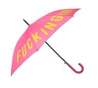 Fisura - Paraguas grande Fucking Rain”. Paraguas juvenil de color rosa. Paraguas automático con botón. Paraguas antiviento resistente. 106 centímetros de diámetro.