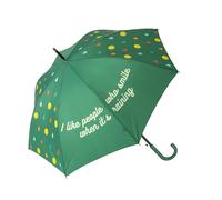 Fisura - Paraguas grande I like people who smile”. Paraguas juvenil de color verde. Paraguas automático con botón. Paraguas antiviento resistente. 106 centímetros de diámetro.
