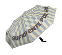 Fisura - Paraguas plegable original “suficiente por hoy” gris y amarillo. Paraguas mujer pequeño automático. Tamaño de viaje. Resistente al viento. 96 cm de diámetro abierto.