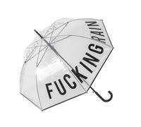 FISURA - Paraguas transparente"f*cking rain”. Paraguas juvenil transparente. Paraguas automático con botón. Paraguas antiviento resistente. 103 centímetros de diámetro.