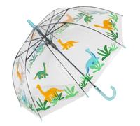 Fisura - Paraguas transparente niño “dinosaurios” amarillo, verde y azul. Paraguas infantil cúpula con apertura automática. Regalo para niños. Diámetro de 67,5 cm.