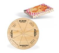 Fisura - Plato pizza original. Plato para pizza con mensajes divertidos. Plato de servir de madera de bambú. Plato redondo con porciones uniformes. 35 centímetros