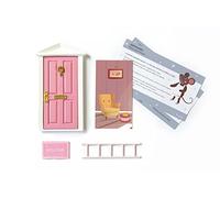 FISURA - Puerta Ratoncito Pérez que se abre con 3 accesorios y postal de felicitación. Regalo original niño y niña. Color rosa.