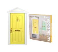 FISURA - Puerta Ratoncito Pérez que se abre con escalera, felpudo, pegatina y certificado de dientes limpios. Regalo original para niño y niña. Amarilla.