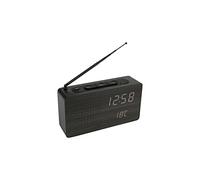 Fisura - Radio Despertador Reloj. Radio portátil de sobremesa. Reloj Despertador Digital con Radio 17,7 x 4,5 x 9 centímetros. Material: Madera (Negro)