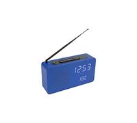 Fisura - Radio Despertador Reloj. Radio portátil de sobremesa. Reloj Despertador Digital con Radio 17,7 x 4,5 x 9 centímetros. Material: Madera (Azul)