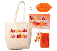 Fisura - Regalo mujer original “No me da la vida”. Pack de tote bag, monedero retro y llavero con tarjetero. Regalo navidad original para chica. 3 piezas.