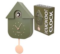 Fisura - Reloj de Cuco de Oliva con dial Beige. Reloj de Pared Original Verde y Beige. Decoración para Regalo. 3 Pilas AA no Incluidas.Medidas: 21,5x8x41,5. Plástico ABS.