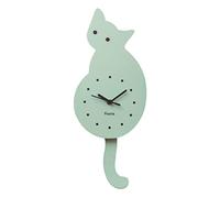 Fisura - Reloj de Gato con Cola. Reloj de Pared Original. Reloj de Pared silencioso de 46 x 8 centímetros. Madera y ABS. 1 Pila AA (no incluida) (Menta)