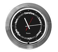 Fisura - Reloj de neón de Pared Negro. Neón con Reloj. Reloj de Pared Grande con neón. 38 centímetros de diámetro. Metal y metacrilato. Color: Negro.