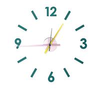 Fisura - Reloj de pared 3D DIY azul, rosa,amarillo.Reloj de pared grande adhesivo.No tic-tac.Metal y ABS.Agujas de 9 x 31 y números de 8,5 centímetros